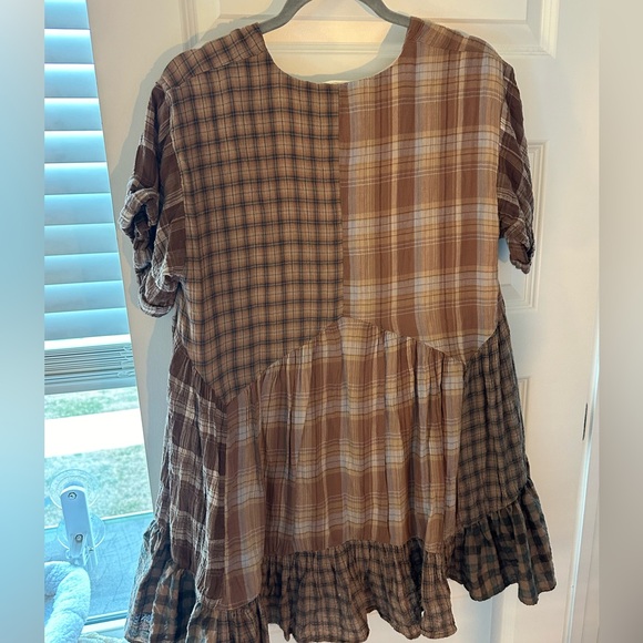 Brown and Blue Plaid Dress - Picture 2 of 3